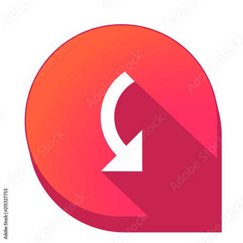 ikona z długim cieniem na tle strzałki pinezki