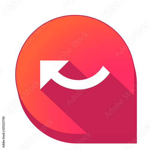 ikona z długim cieniem na tle strzałki pinezki