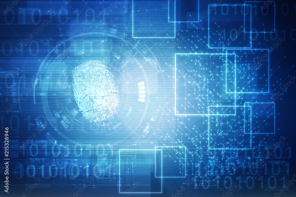 Fototapeta premium Fingerprint Scanning Technology Concept 2d Illustration