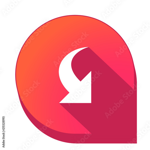 ikona z długim cieniem na tle strzałki pinezki