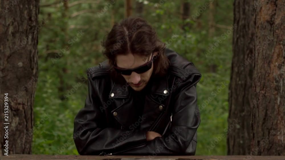 the guy in the leather jacket and glasses the guy in the leather jacket and glasses