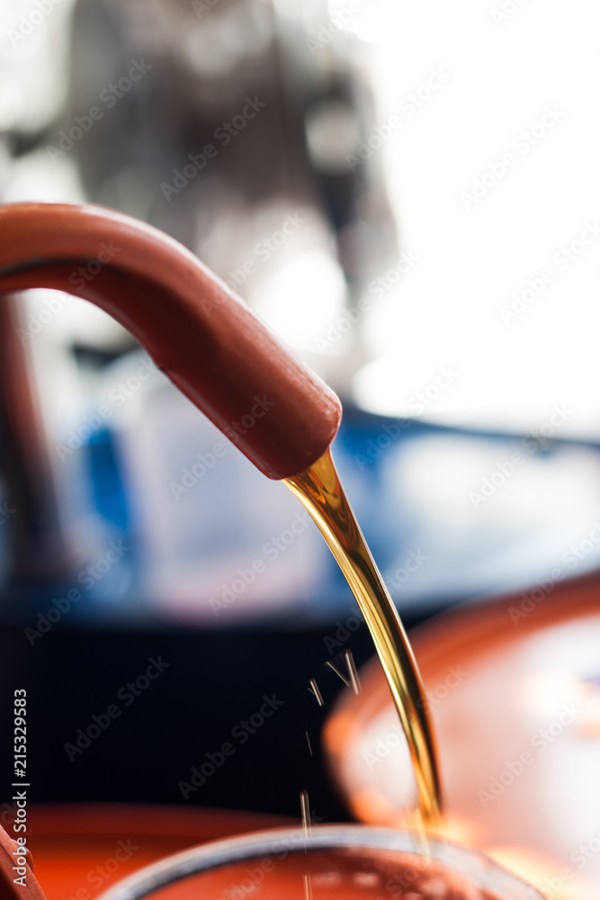 A jet of engine oil