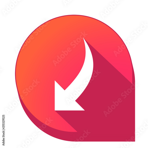 ikona z długim cieniem na tle strzałki pinezki