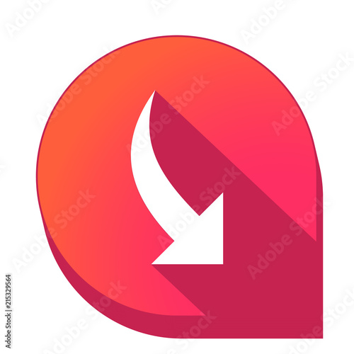 ikona z długim cieniem na tle strzałki pinezki