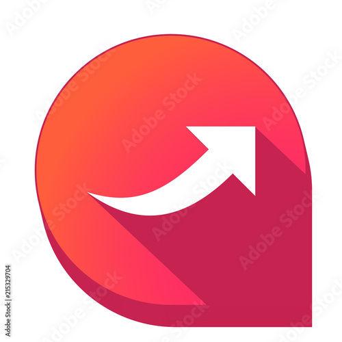 ikona z długim cieniem na tle strzałki pinezki