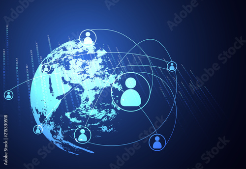 abstract technology concept global network connection world and digital link global business Connection hi tech science background.Elements of this image furnished by NASA.Vector Illustration