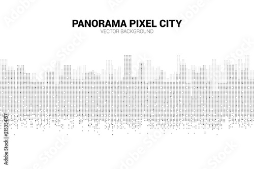 Panorama city Building background with windows pixel shape