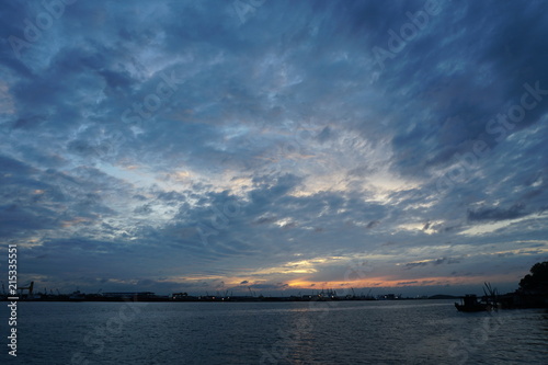 cloudy sky sea dawn sunset background © mayvantz