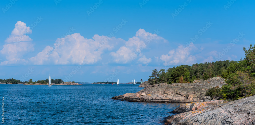 Sailing in St. Anna archipelago in the Baltic Sea, Sweden