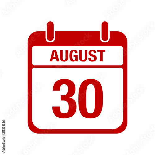 30 August calendar red icon. thirty
