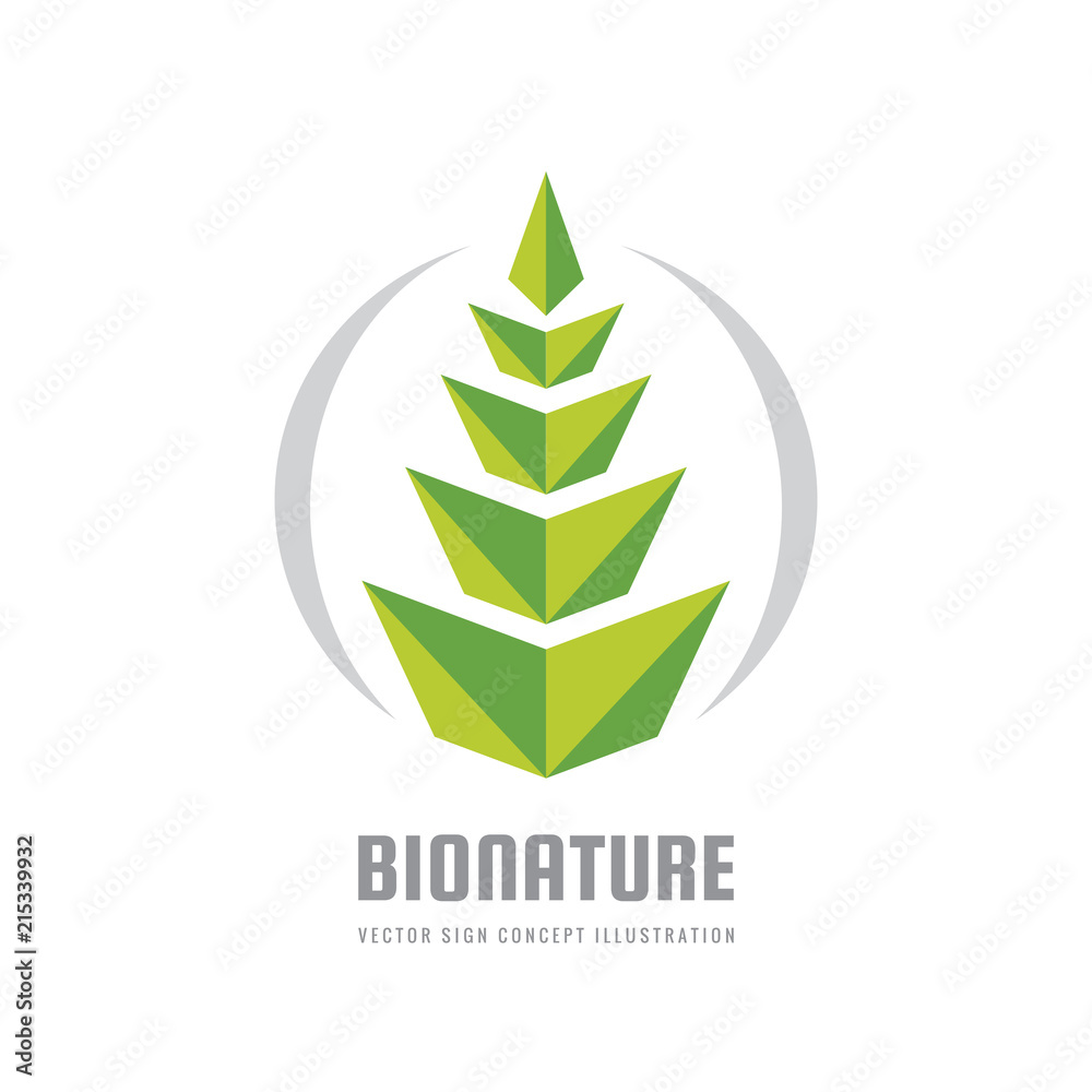 Nature vector logo template illustration in flat style. Green leaf creative sign. Ear of wheat. Agriculture concept. Design element. Nature vector logo template illustration in flat style. Green leaf creative sign. Ear of wheat. Agriculture concept. Design element.