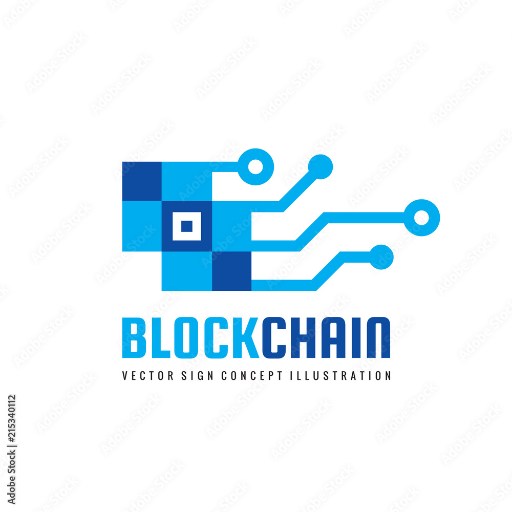 Blockchain technology - vector logo template concept illustration. Abstract geometric business sign. Digital crypto currency creative icon. Graphic design element.
