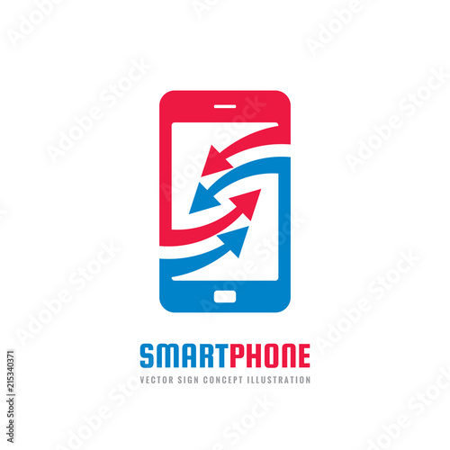 Mobile phone vector business logo concept illustration. Smartphone creative sign. Modern electronic technology. Cellphone symbol. Design element.