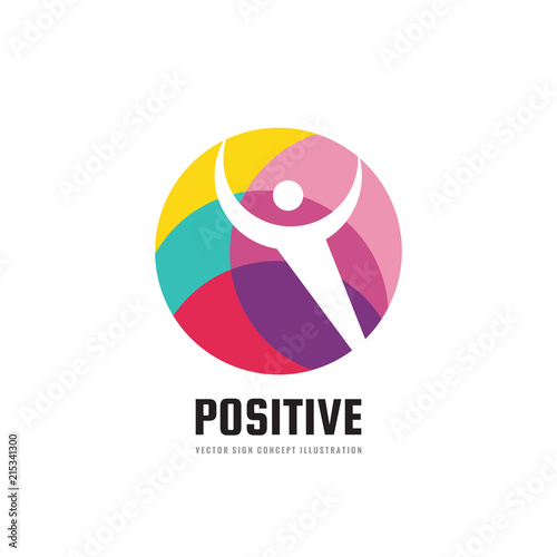 Human character in colored circle - creative logo template sign for sport club, health center, music festival etc. Vector illustration symbol. Design element