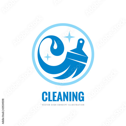 Cleaning service - vector business logo template concept illustration. Wash household sign. Graphic design element. 