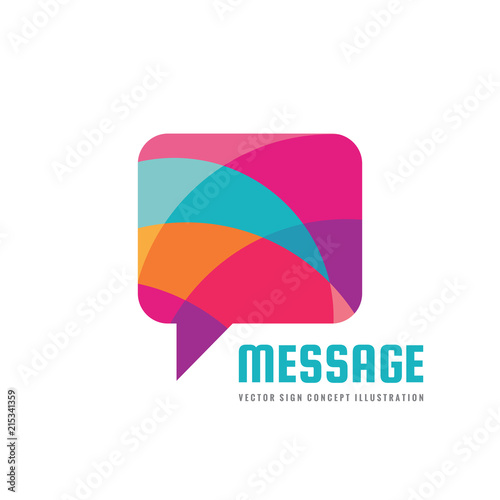 Message - vector logo template concept illustration in flat style. Talking chat creative sign. Social media abstract symbol. Dialogue communication icon. Speech bubble. Graphic design element. 