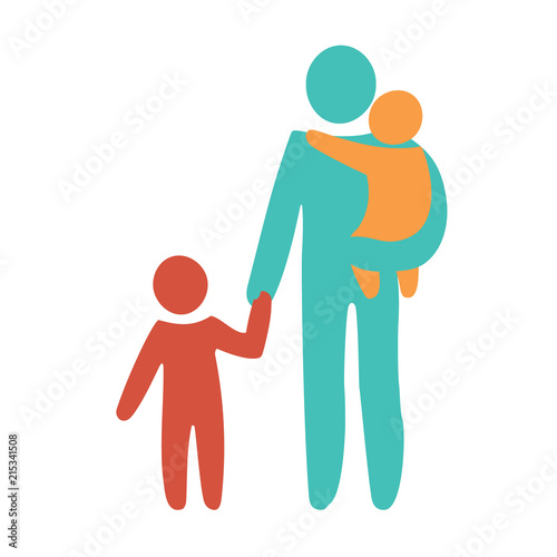 Happy Single Parent and Baby. Icon multicolored in simple figures. Symbol of single parenthood. Vector can be used as logotype