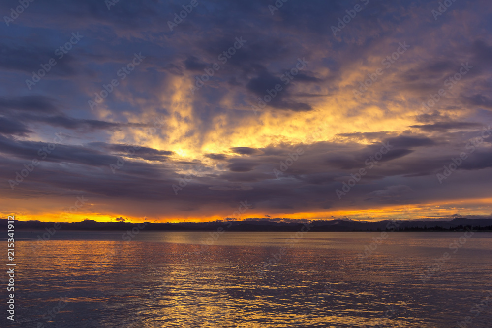 Beautiful sunset, Pacific Ocean, New Zealand