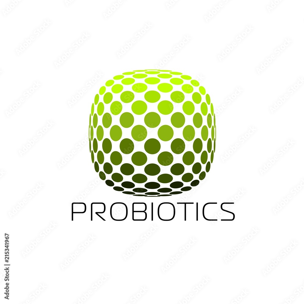 Probiotics logo. Bacteria logo. Concept of healthy nutrition ingredient for therapeutic purposes. Simple flat style trend modern logotype graphic design isolated Probiotics logo. Bacteria logo. Concept of healthy nutrition ingredient for therapeutic purposes. Simple flat style trend modern logotype graphic design isolated