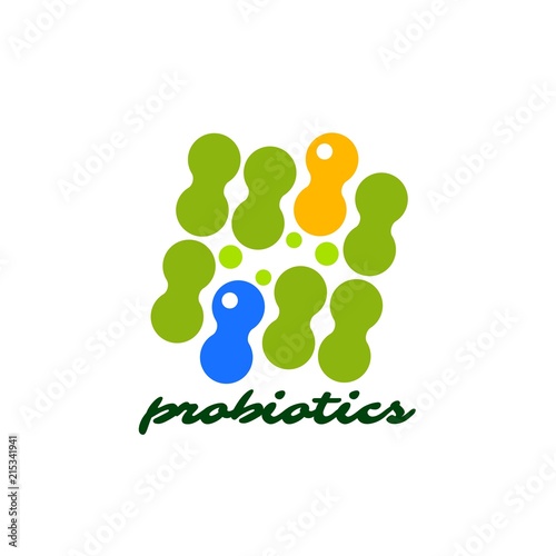 Probiotics logo. Bacteria logo. Concept of healthy nutrition ingredient for therapeutic purposes. Simple flat style trend modern logotype graphic design isolated