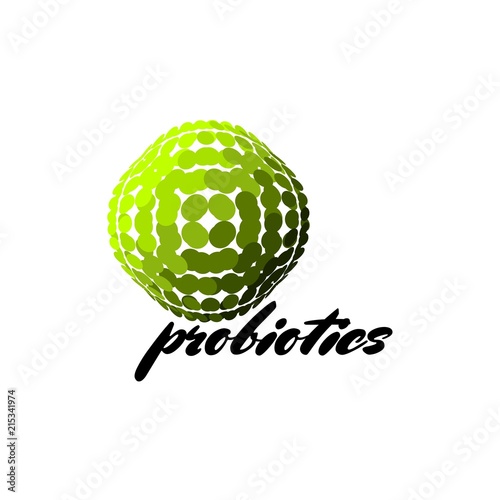 Probiotics logo. Bacteria logo. Concept of healthy nutrition ingredient for therapeutic purposes. Simple flat style trend modern logotype graphic design isolated