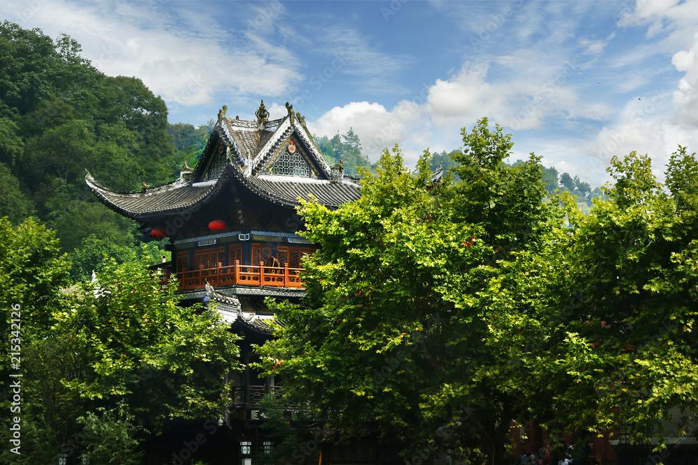 Old traditional chinese pavillon surrounded by trees Old traditional chinese pavillon surrounded by trees