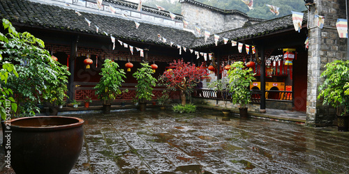 Fototapete View of chinese temple courtyard