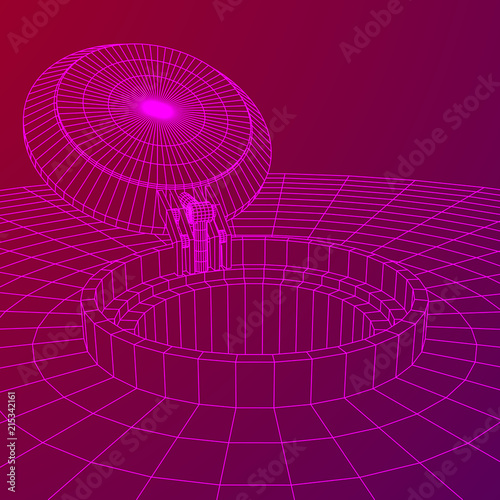 Cover rocket silo intercontinental ballistic missile. Wireframe low poly mesh vector illustration
