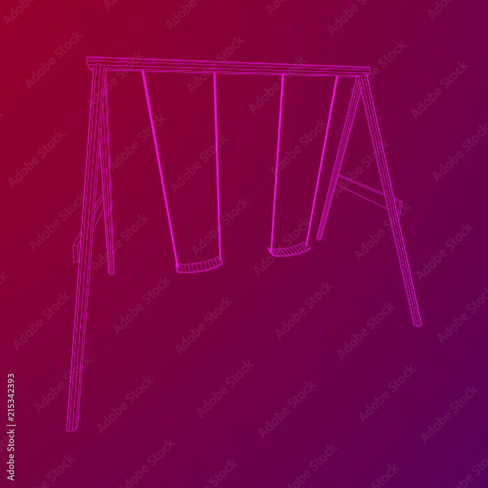 Obraz premium Kids swing model. Wireframe low poly mesh vector illustration