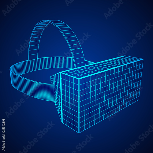 VR Glasses virtual reality helmet headset. Wireframe low poly mesh vector illustration