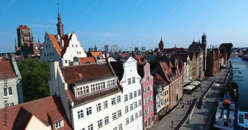 Gdansk Old Town. Aerial View. Rooftops