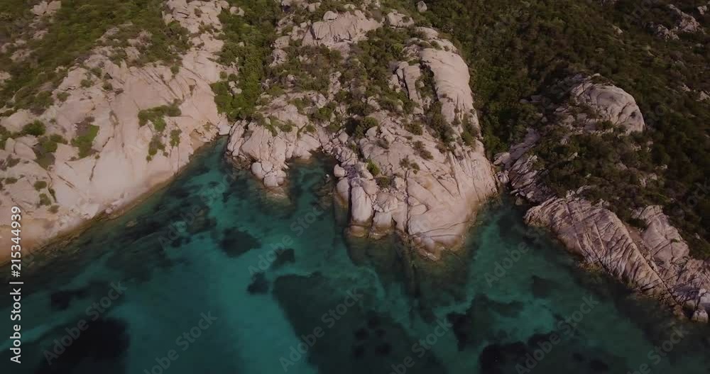 Aerial, Sardinia island and its rocky shore, beautiful emerald sea Aerial, Sardinia island and its rocky shore, beautiful emerald sea