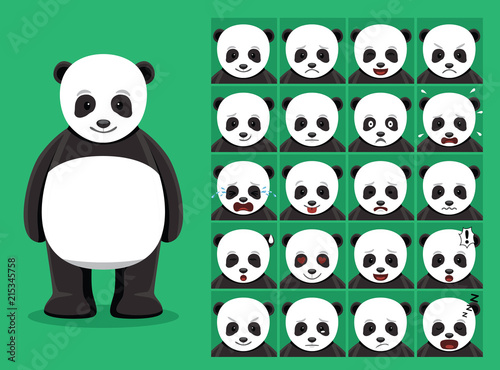 Fototapeta Naklejka Na Ścianę i Meble -  Panda Bear Cartoon Emotion faces Vector Illustration