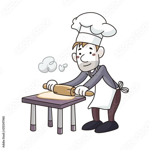 Cocinero amasando en la cocina