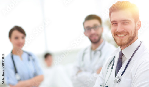 group of doctors in a medical office.