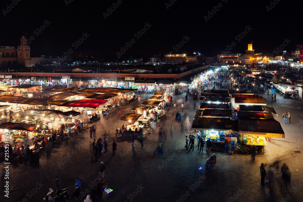Marrakesh market square at night