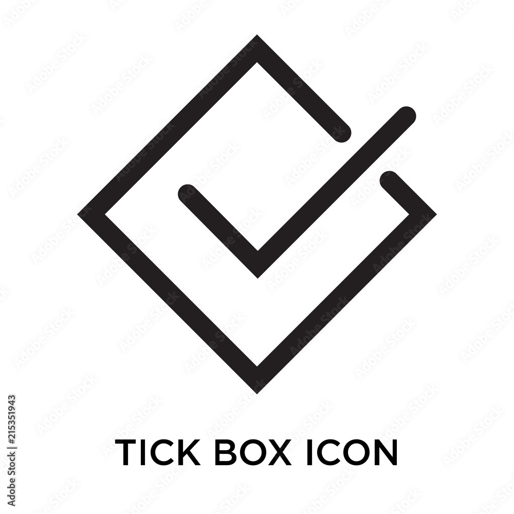 Tick box icon vector sign and symbol isolated on white background, Tick ...