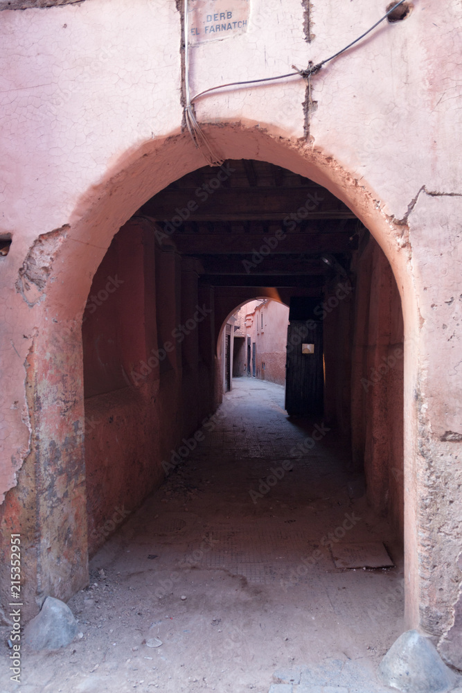 Hidden alley in Marrakech medina, Morocco