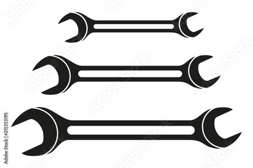 Black and white spanner silhouette set