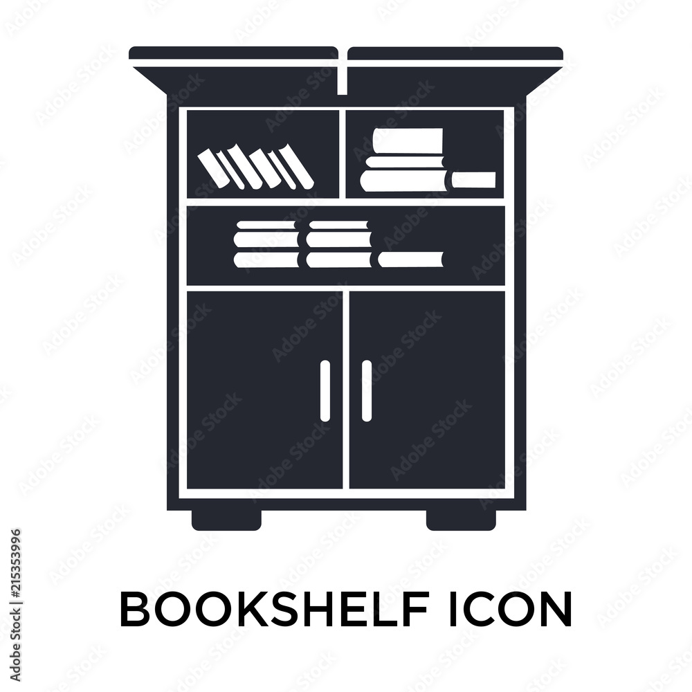 Bookshelf icon vector sign and symbol isolated on white background, Bookshelf logo concept Bookshelf icon vector sign and symbol isolated on white background, Bookshelf logo concept