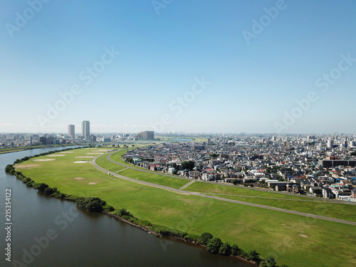 江戸川上空から見た風景