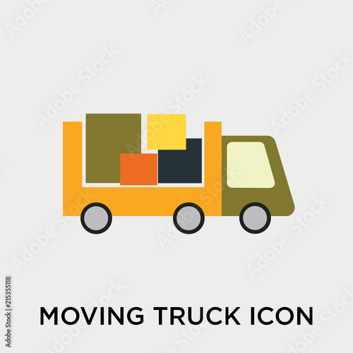 Moving truck icon vector sign and symbol isolated on white background, Moving  truck logo concept Stock Vector | Adobe Stock