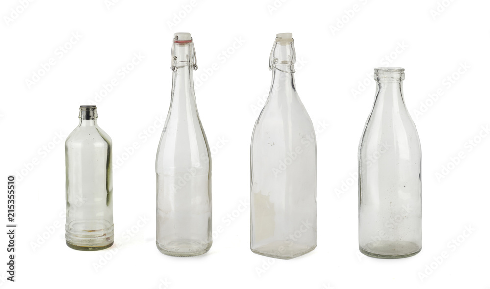 empty glass bottle isolated on white background empty glass bottle isolated on white background
