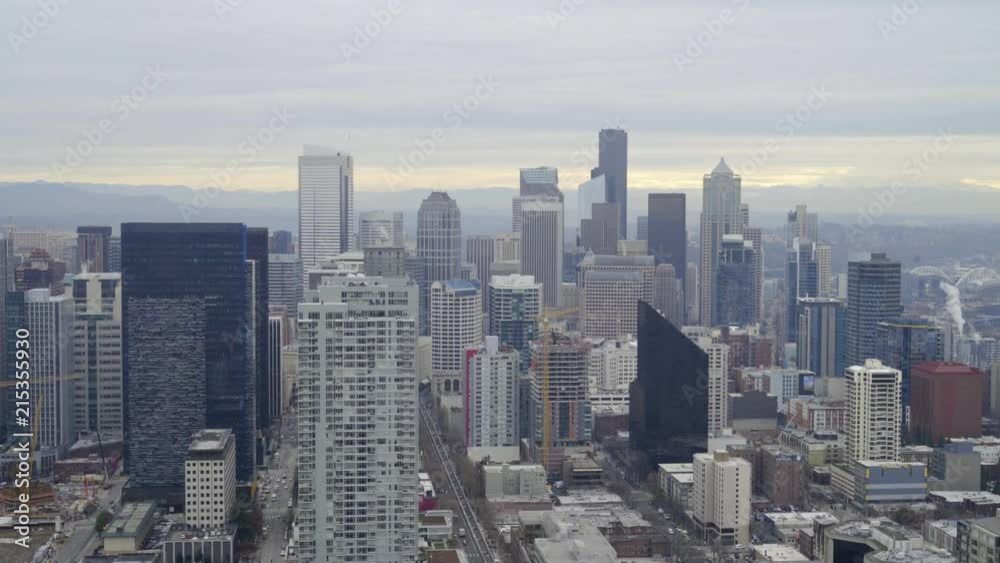 Seattle Skyline with Mountains in Background Seattle Skyline with Mountains in Background