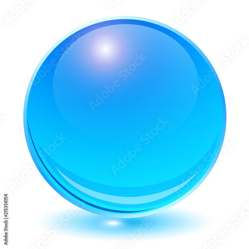 Glass sphere blue vector ball. 