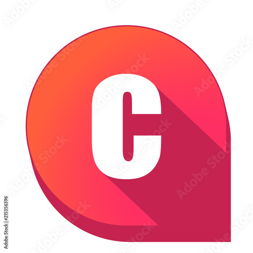 ikona z długim cieniem na tle strzałki pinezki