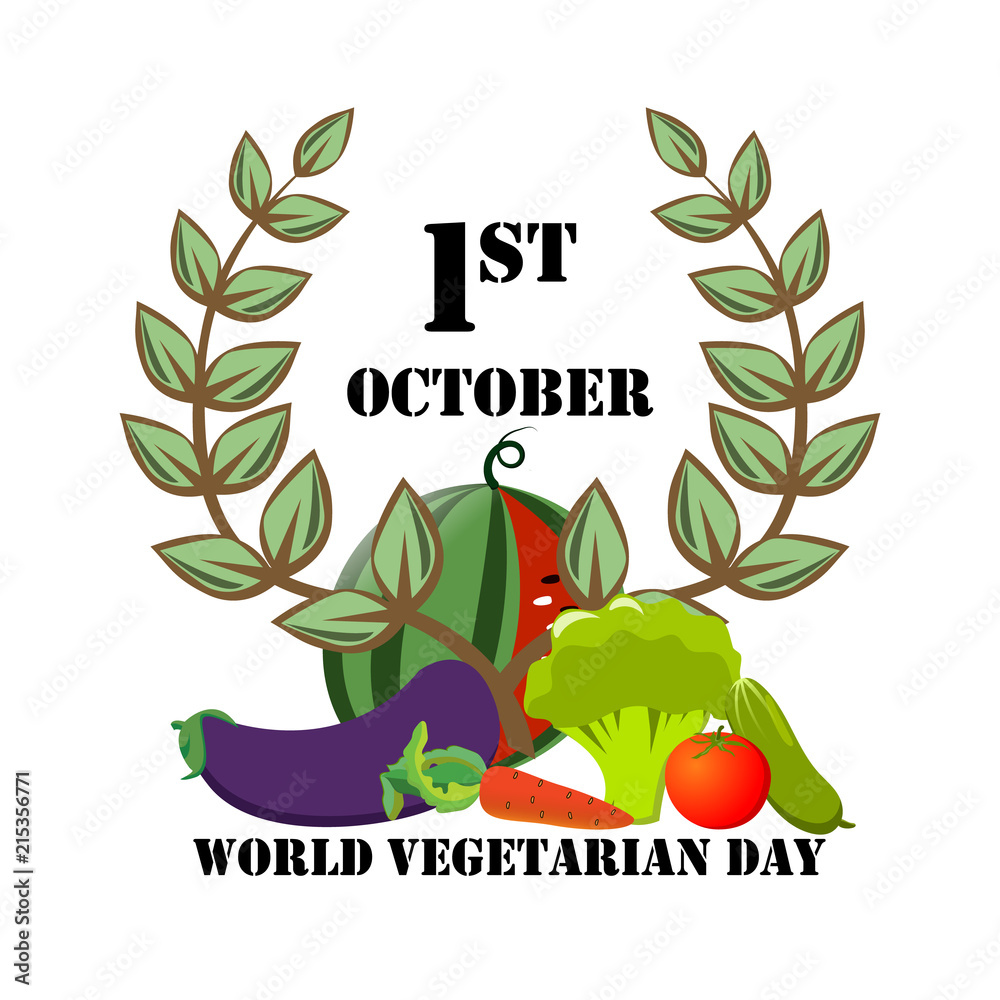 Plakat Festive emblem with vegetables on World Vegetarian Day.