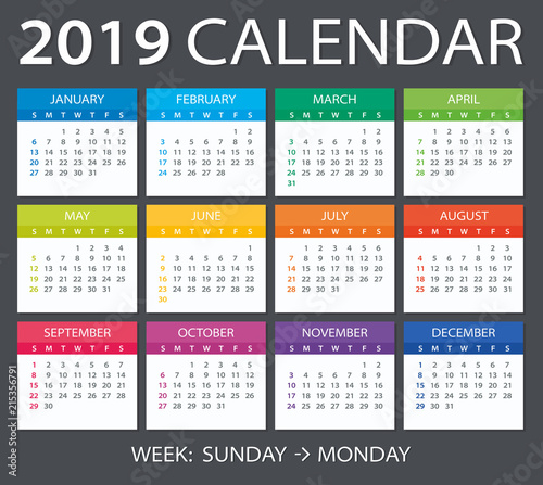 2019 Calendar - vector illustration