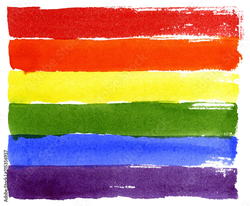 Rainbow. Hand drawn watercolor illustration isolated on white background. Gay pride LGBT flag. Symbol of LGBT movement.