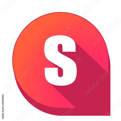 ikona z długim cieniem na tle strzałki pinezki